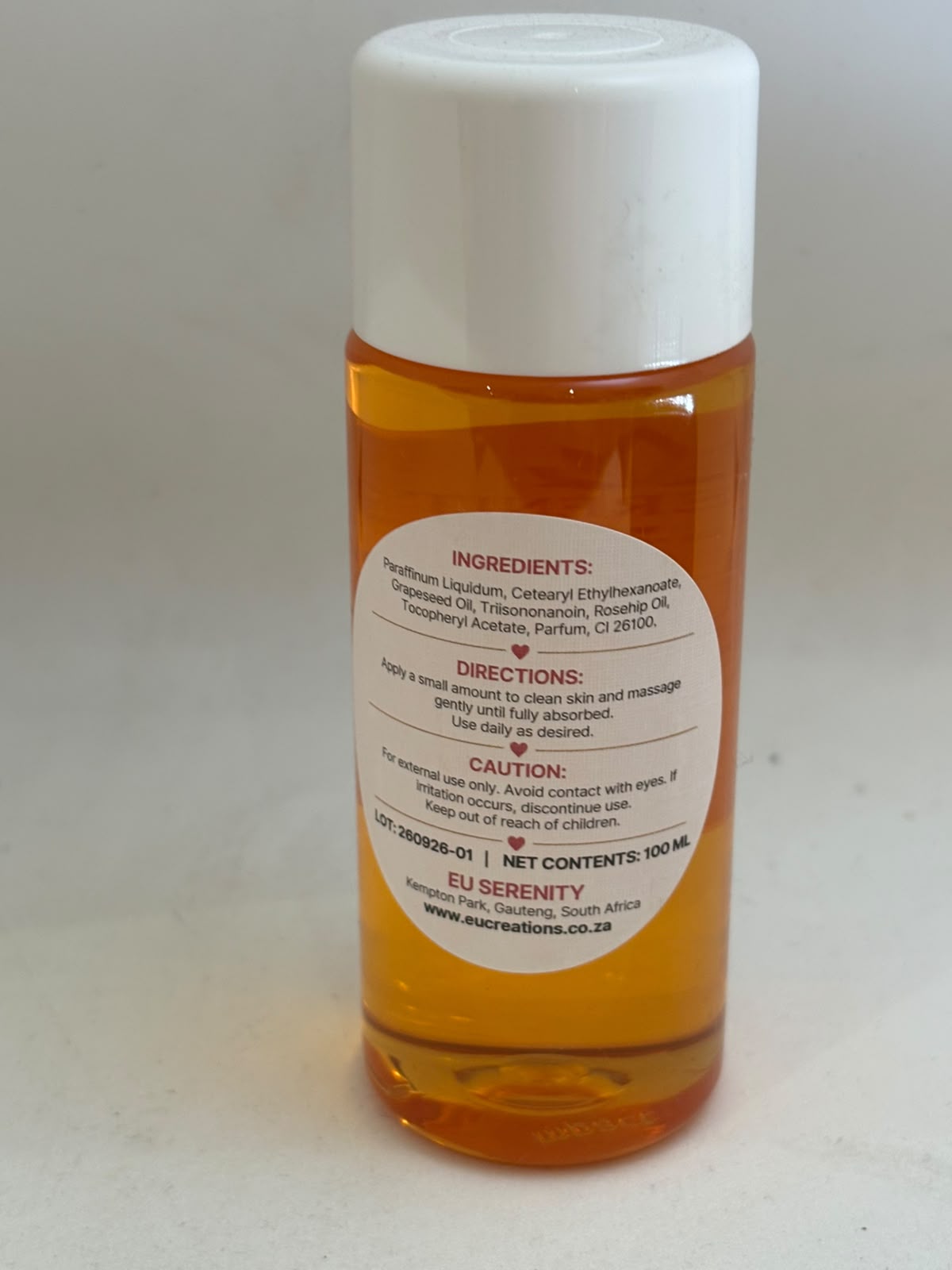 Nourishing Tissue Oil ingredients and directions label