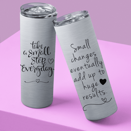 20oz Silver Stainless Steel Skinny Tumbler - Personalised - Everything Unique Creations