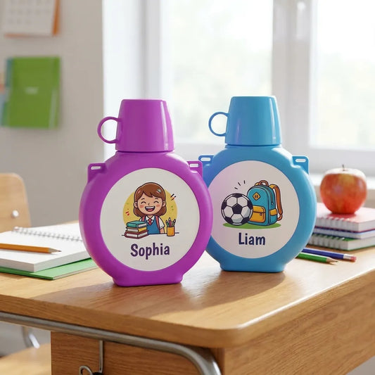 370ml Kids Water Bottle Flask - Personalised, Blue or Pink - Everything Unique Creations