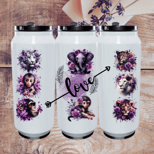 400ml Stainless Steel Can Tumbler - Straw & Lid, Personalised - Everything Unique Creations