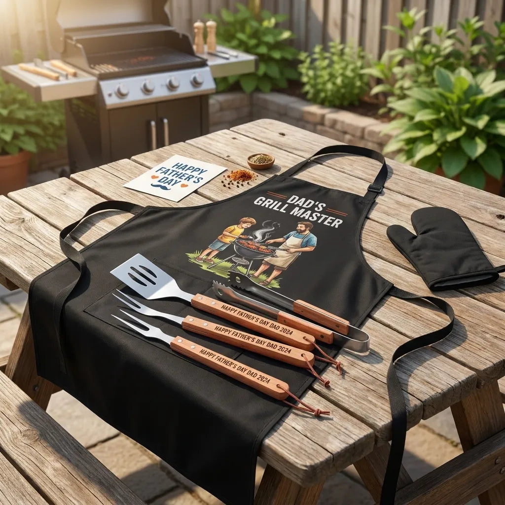 Griller 4-Piece Braai Apron Set - Foldable Apron & Tools - Everything Unique Creations