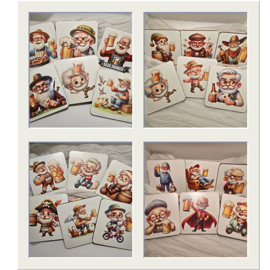 Funny Grandpa Beer Coaster Set - 6 MDF Coasters - Everything Unique Creations