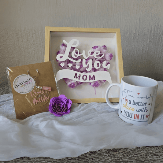 Mother's Day Shadow Box, Mug & Keyring Gift Set - Design 11 - Everything Unique Creations