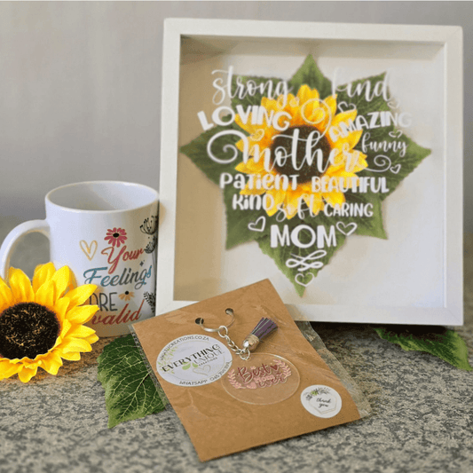 Mother's Day Shadow Box, Mug & Keyring Gift Set - Design 1 - Everything Unique Creations