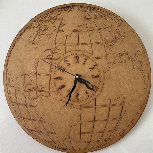 World Map Wall Clock - Laser-Cut Double-Layer 35cm - Everything Unique Creations