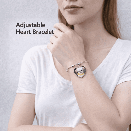 Adjustable Sublimation Bracelet - Round or Heart Charm - Everything Unique Creations