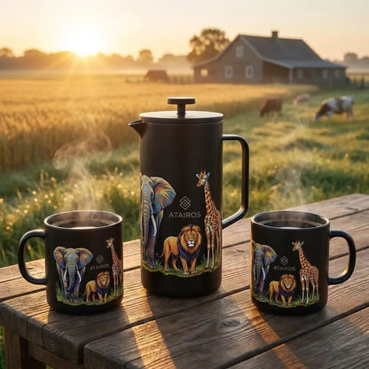 Alex Varga Coffee Plunger Gift Set - Plunger & 2 Mugs - Everything Unique Creations