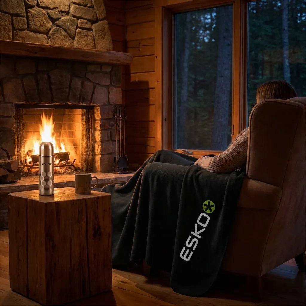 Alps Winter Blanket Gift Set - Fleece Blanket & Flask - Everything Unique Creations