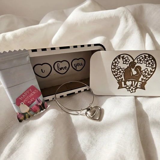 Elegant Heart Charm Bracelet Gift Box - Mother's Day Keepsake - Everything Unique Creations