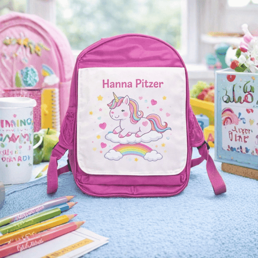 Personalised Kids Backpack - Sublimation Panel | 6 Colours - Everything Unique Creations