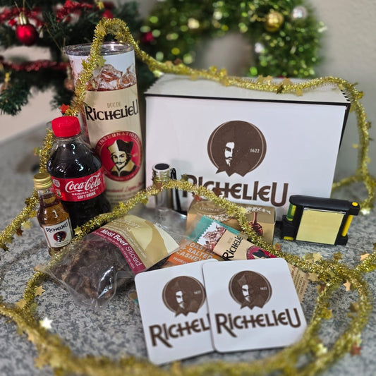 Gentleman's brandy gift box for men with Richelieu, custom 20oz tumbler, biltong and snacks — Everything Unique Creations