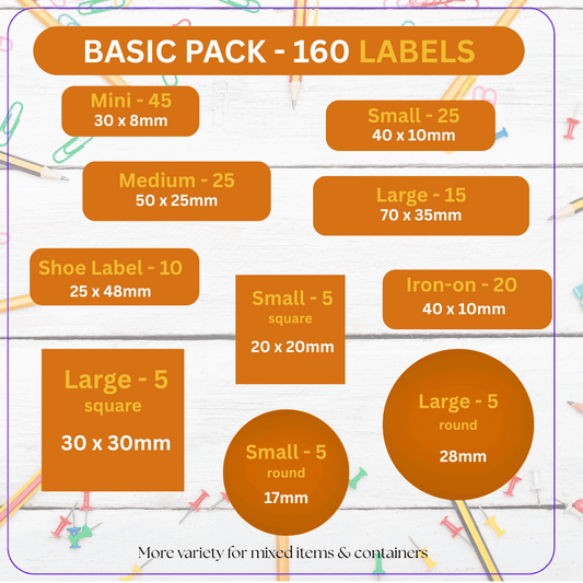 Personalised School Name Labels - Basic Pack (160) - Everything Unique Creations