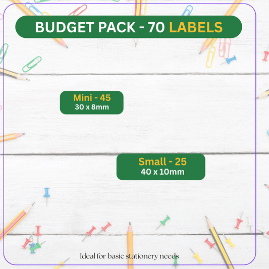 Personalised School Name Labels - Budget Pack (70) - Everything Unique Creations