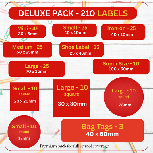 Personalised School Name Labels - Deluxe Pack (210) - Everything Unique Creations