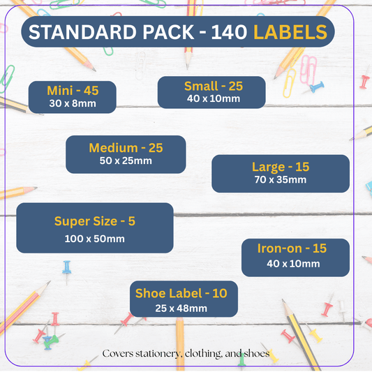 Personalised School Name Labels - Standard Pack (140) - Everything Unique Creations