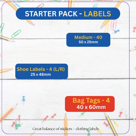 Starter Pack School Labels - Medium, Shoe & Bag Tags - Everything Unique Creations