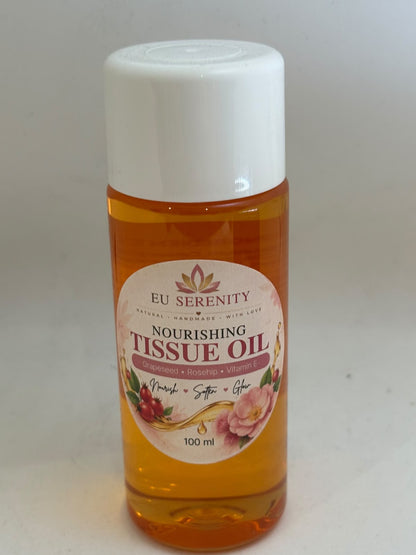 EU Serenity Nourishing Tissue Oil 100 ml bottle with white cap