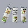 20oz White Skinny Tumbler with custom dog photos – Together we make a family desig