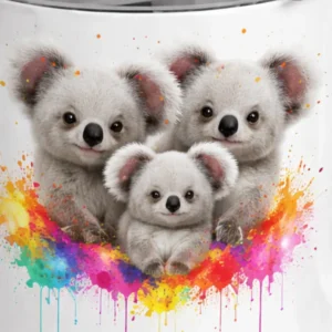 Close-up of custom printed sublimation mug showing vibrant colours and print quality