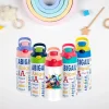 300ml stainless steel sippy cups with green, pink, and yellow caps for kids