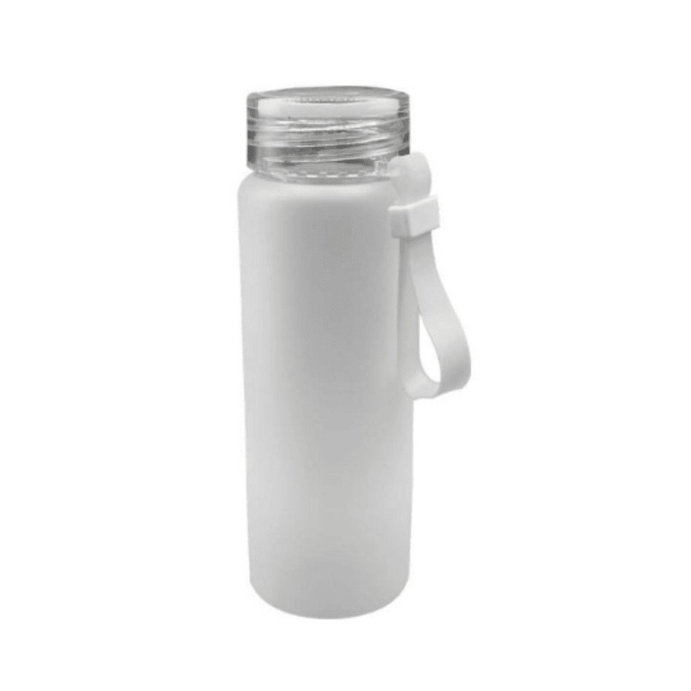 500ml plain frosted glass sublimation bottle with clear matte finish, ideal for logos or artwork