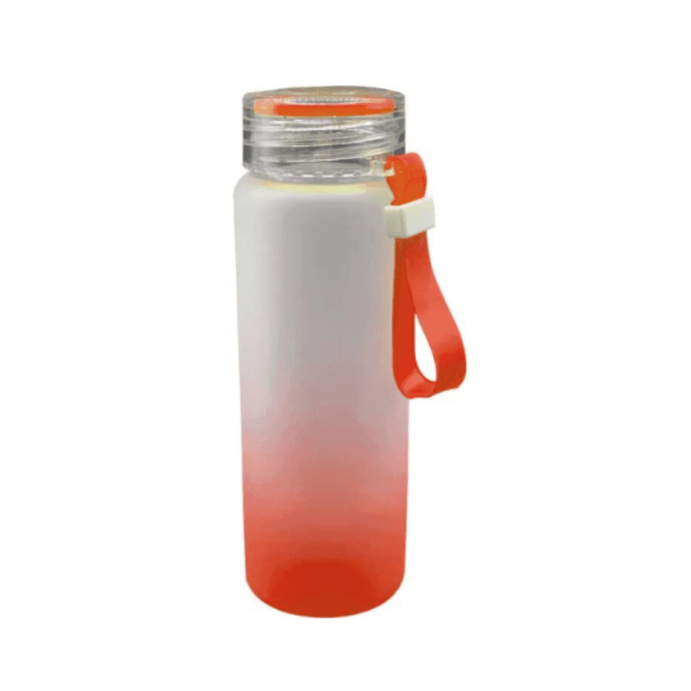 500ml frosted glass sublimation bottle in red, durable matte finish for personalised designs