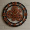 “Copper gear wall clock with Roman numerals – industrial steampunk décor”