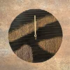 Handcrafted textured wall clock in black and gold modern design – 35cm round