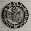 “Silver gear wall clock with Roman numerals – steampunk industrial décor”