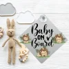 White sublimation aluminium baby on board sign with suction cup