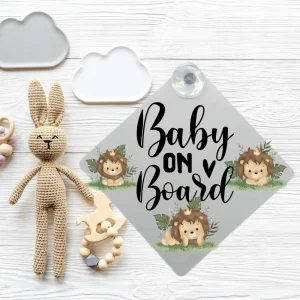 White sublimation aluminium baby on board sign with suction cup