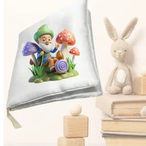Custom sublimation baby story book with gnome and mushroom illustration