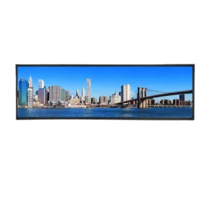 96x26cm Black Rubber Bar Mat with sublimation print of New York City skyline and Brooklyn Bridge