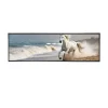 96x26cm Black Rubber Bar Mat with sublimation print of white horse running on the beach
