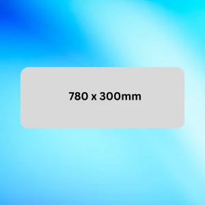 Sublimation deskpad mockup 780x300mm with grey surface on blue background