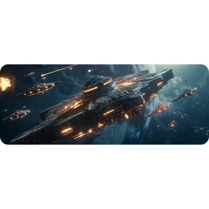 Sublimation deskpad 900x400mm with futuristic space battleship and galaxy background