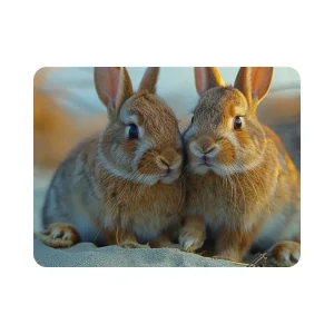 Sublimation place mat 40x30cm with two brown rabbits sitting close together design
