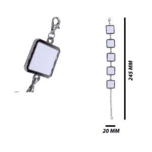 Square 5 charm sublimation bracelet showing dimensions