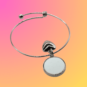 Adjustable sublimation bracelet with round aluminium charm