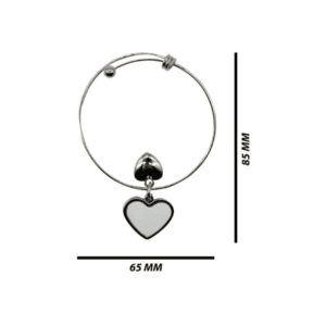 Silver adjustable heart bracelet with aluminium sublimation plate, custom print jewellery blank
