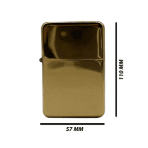 Gold sublimation lighter showing size dimensions