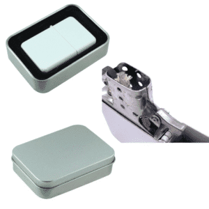 White sublimation lighter open showing insert