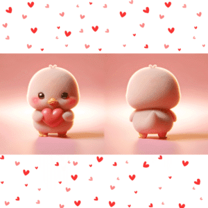 Cute baby chick Valentine mug with heart design, double-sided sublimation