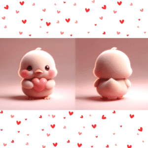 Cute chick Valentine mug with heart design, ceramic sublimation mug