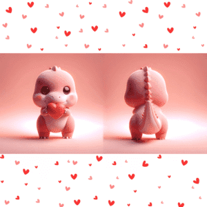 Cute dinosaur Valentine mug with heart design, ceramic sublimation mug