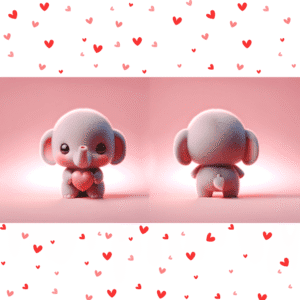 Cute elephant Valentine mug with heart design, ceramic sublimation mug