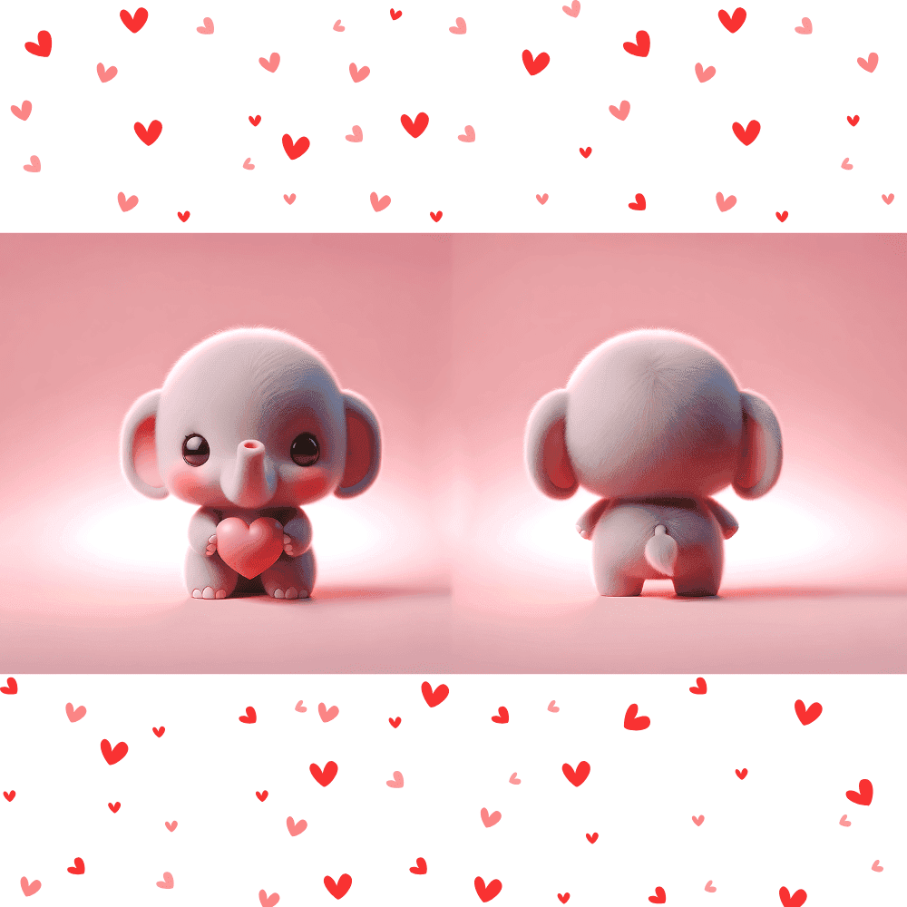 Cute elephant Valentine mug with heart design, ceramic sublimation mug