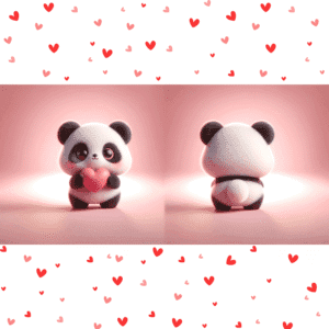 Cute panda Valentine mug with heart design, ceramic sublimation mug