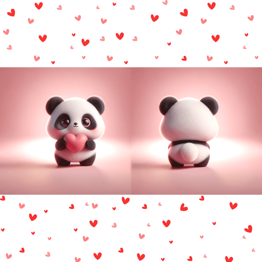 Cute panda Valentine mug with heart design, ceramic sublimation mug