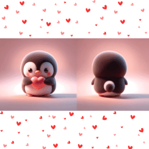 Cute penguin Valentine mug with heart design, ceramic sublimation